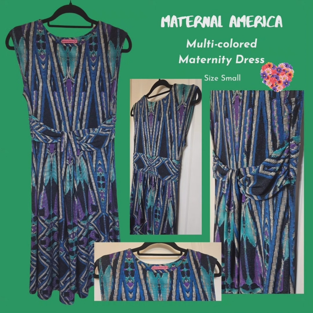 Maternal America Multi Color Pattern Maternity Summer Dress